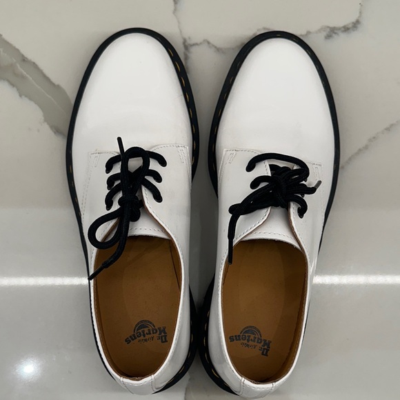 Dr Martens White patent leather Lace-Up Shoes with Black Soles size 10 worn once - Picture 2 of 3